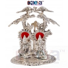 OkaeYa Laxmi Ganesha God Idols Silver Oxidized Finish for home decor Exclusive Gift For Diwali, Corporate Gift 